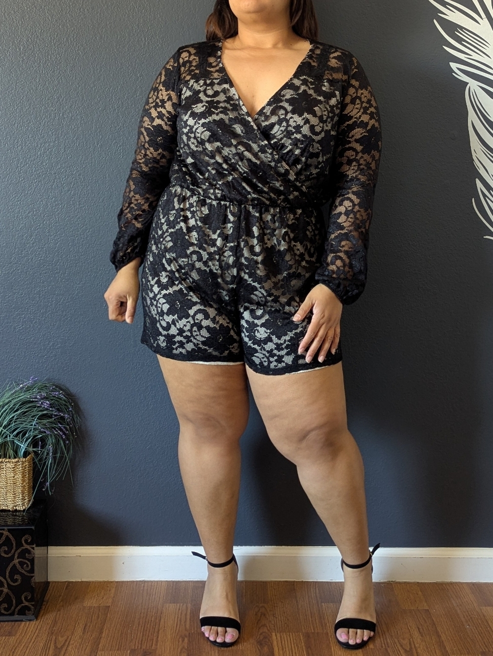 Charlotte Russe Black V Neck Romper